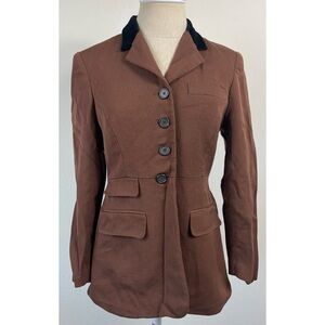 Vintage Lauren Ralph Lauren Brown Wool Black Velvet Collar Blazer